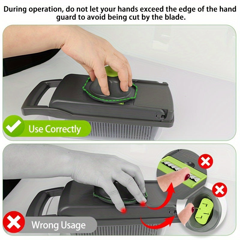 Instructions on using a kitchen knife sharpener correctly and incorrectly.