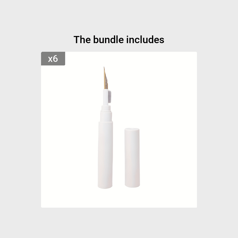 Two white cosmetic applicators with a small gray box labeled 'x6' on a light gray background.