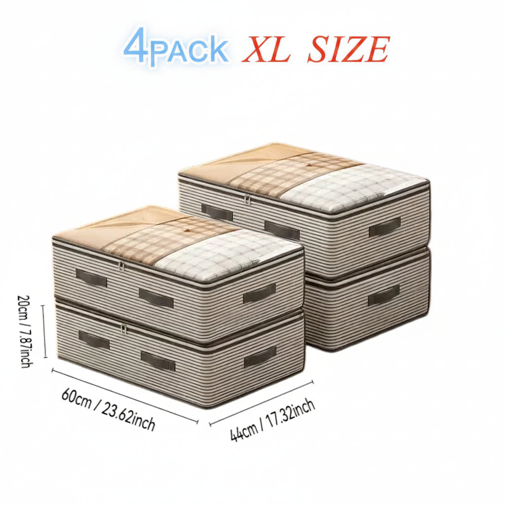 Four XL-1 storage ottomans shown on a white background with dimension labels indicating 60cm by 44cm by 20cm.