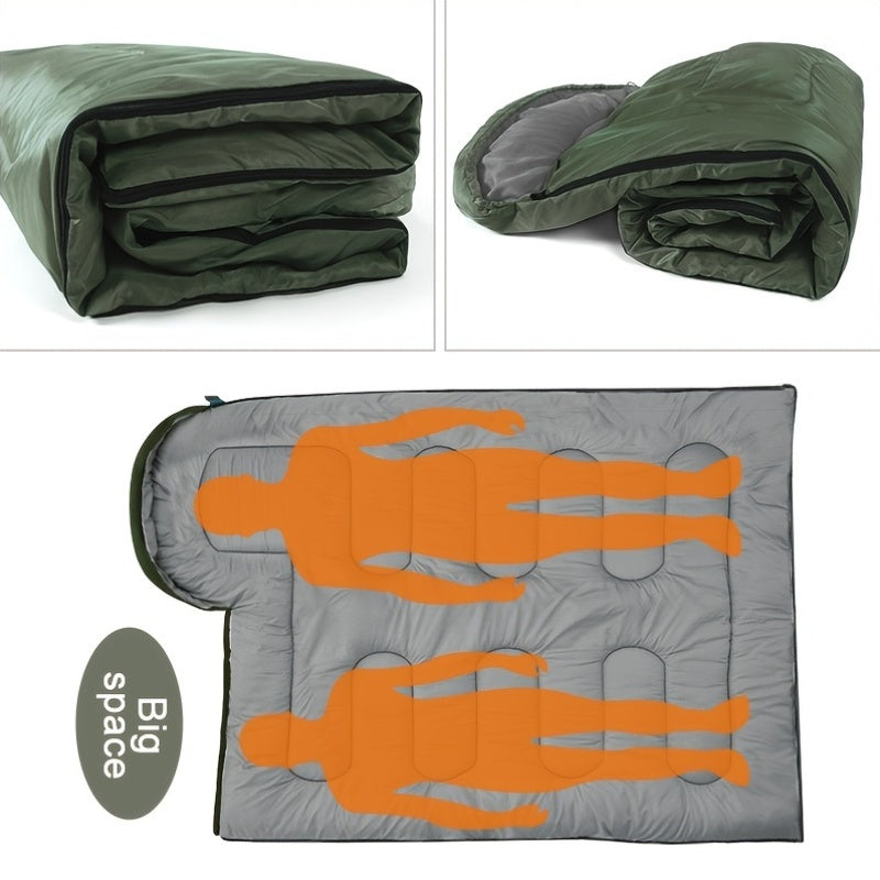 Folded sleeping pad with orange body illustrations and 'Big Space' label on a white background