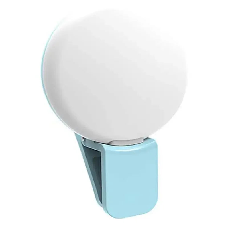 Light blue clip with a white spherical object on a white background