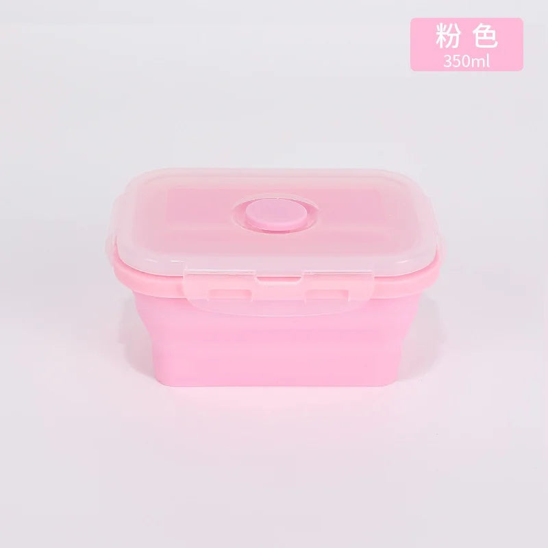Pink silicone container with a lid on a light gray background
