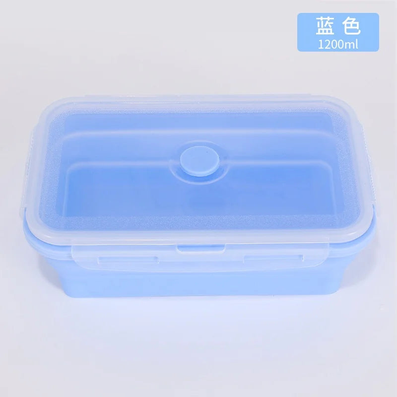 Blue silicone container with a lid on a white background