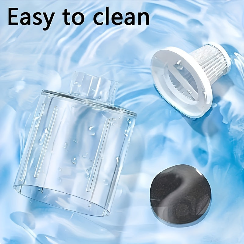 Clear plastic component with white cap and black base on a water background with 'Easy to clean' text.