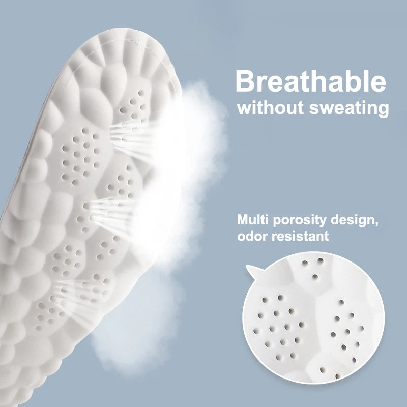 Breathable insole with text on a light blue background