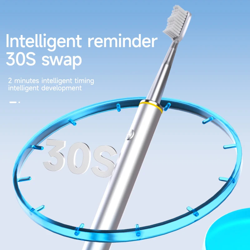 Electric toothbrush with a timer on a blue background