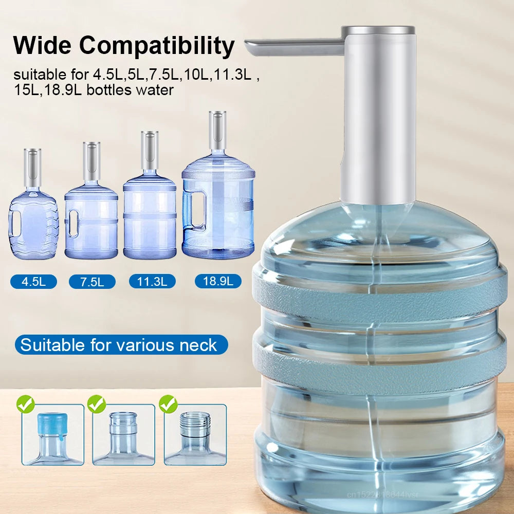 Water bottle dispenser with compatibility for various water bottle sizes on a beige background