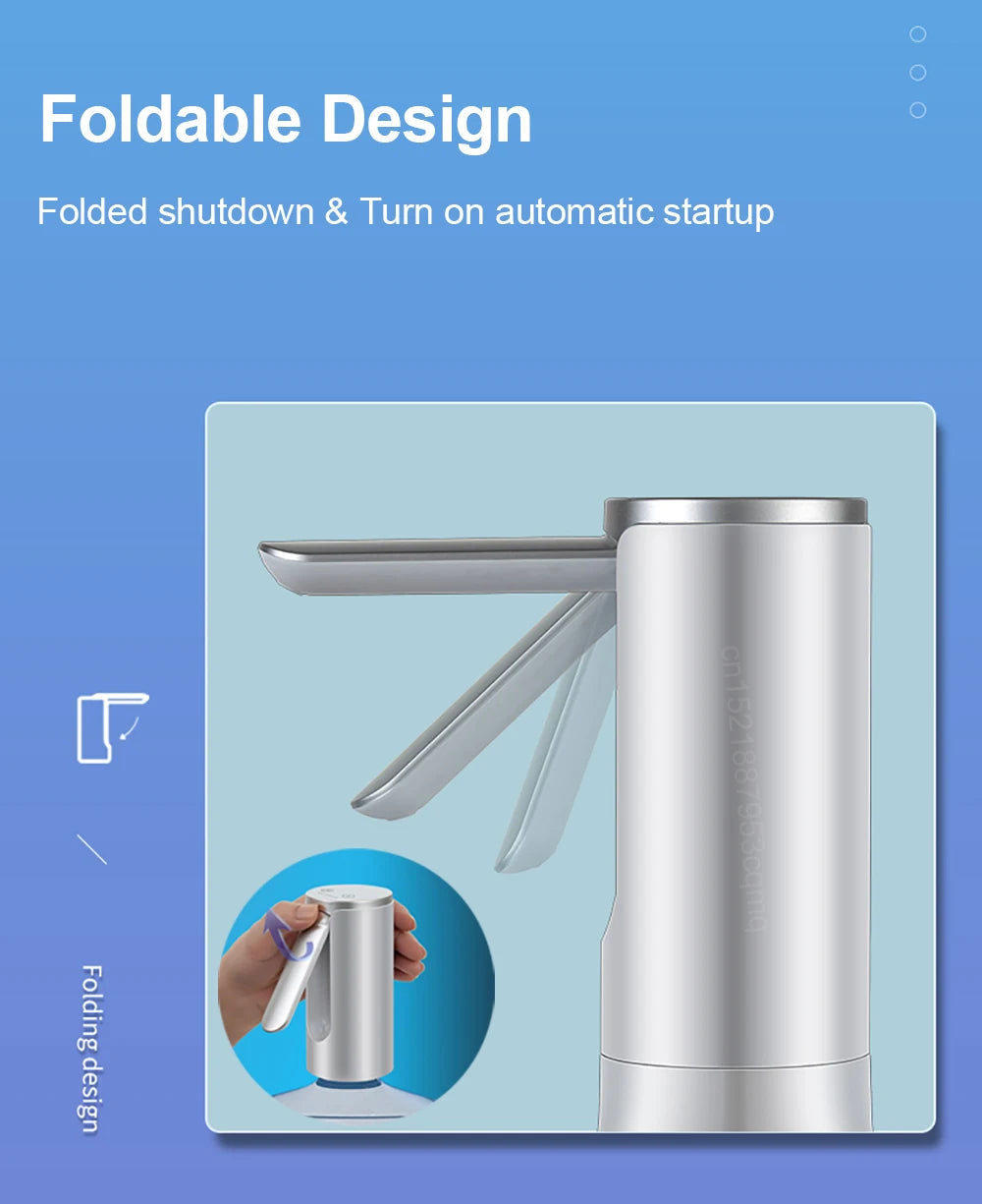 Foldable design feature of a metallic device on a blue background