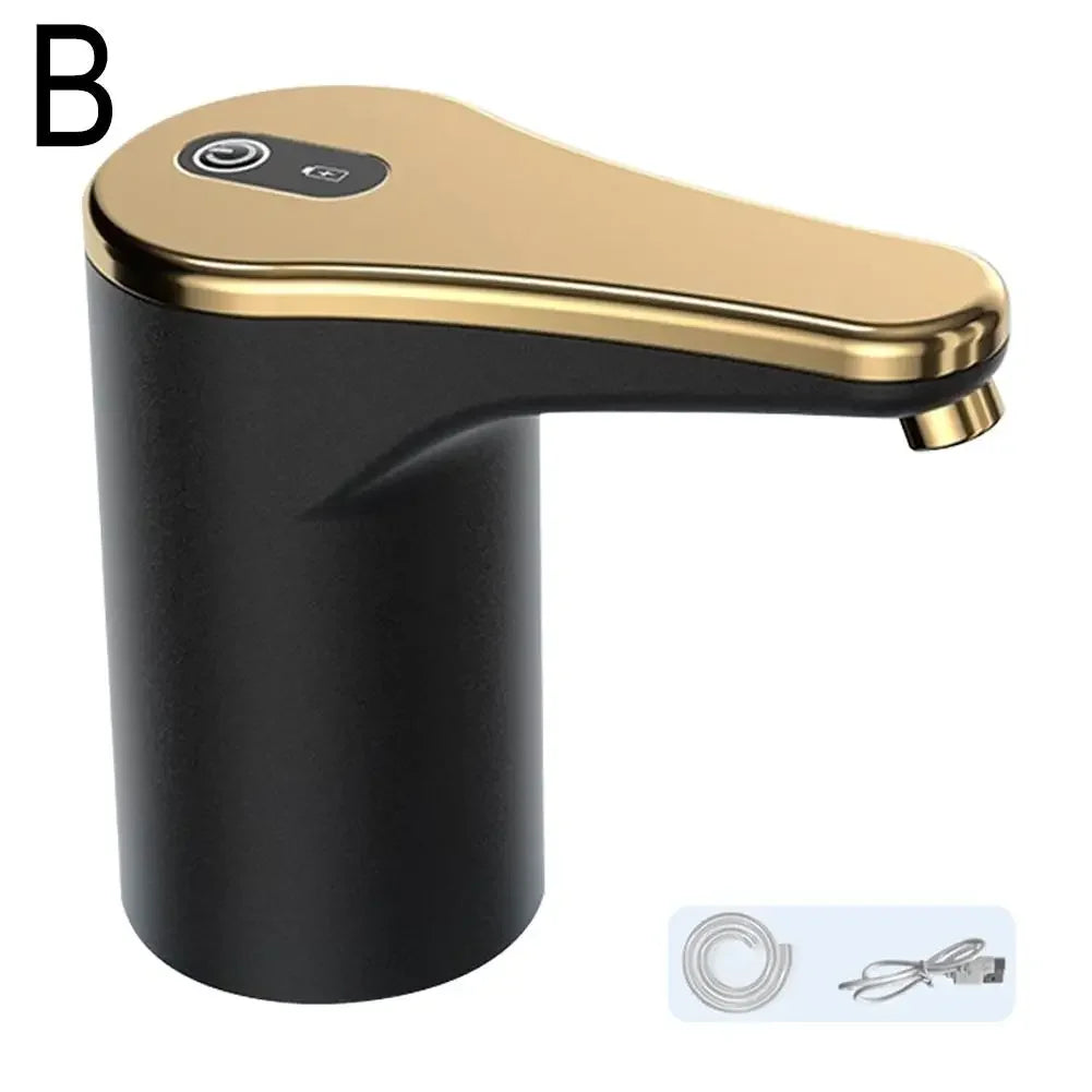 Black and gold faucet on a white background