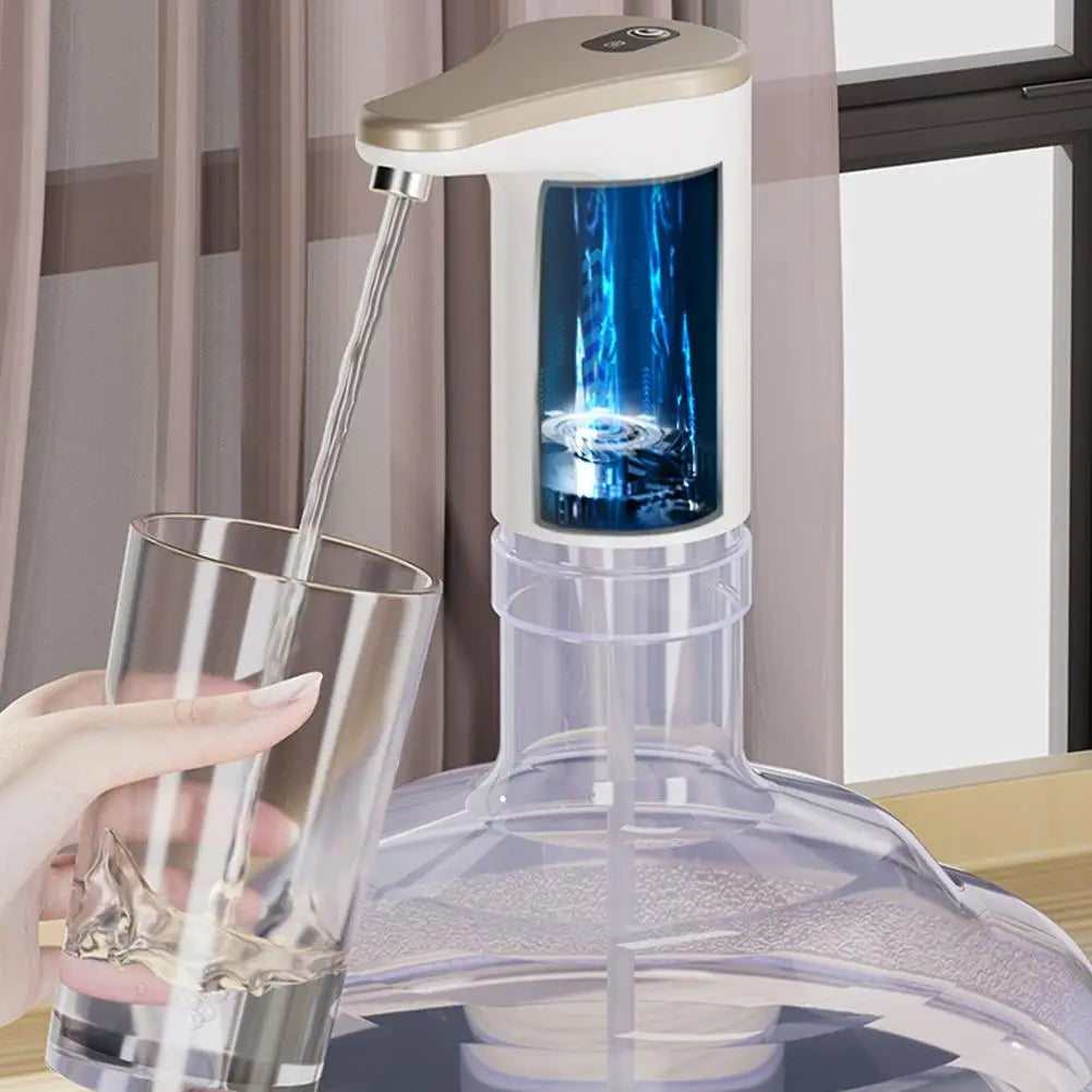 Water dispenser filling a glass with water, set against a neutral background.