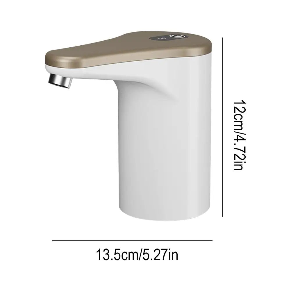White and gold faucet with dimensions labeled on a white background
