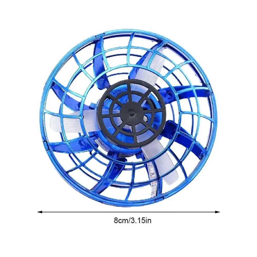 Blue circular fan with black center on a white background
