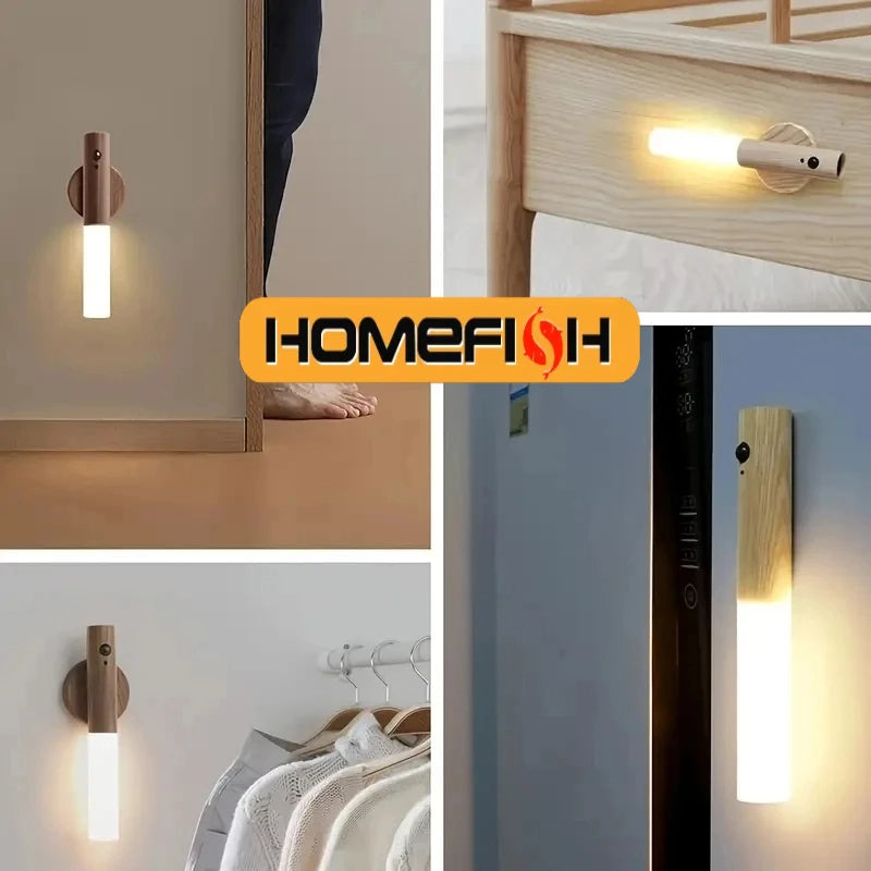 Collage of wall lights with Homefish logo in the center