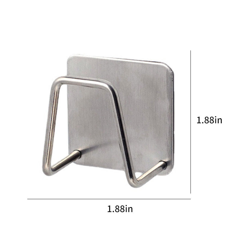 Metallic wall hook with dimensions on a white background