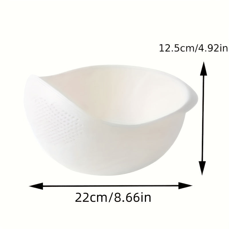 White bowl with measurements on a white background