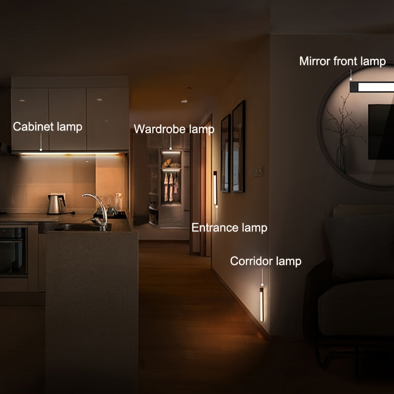 Different types of lamps in a home setting with labels.