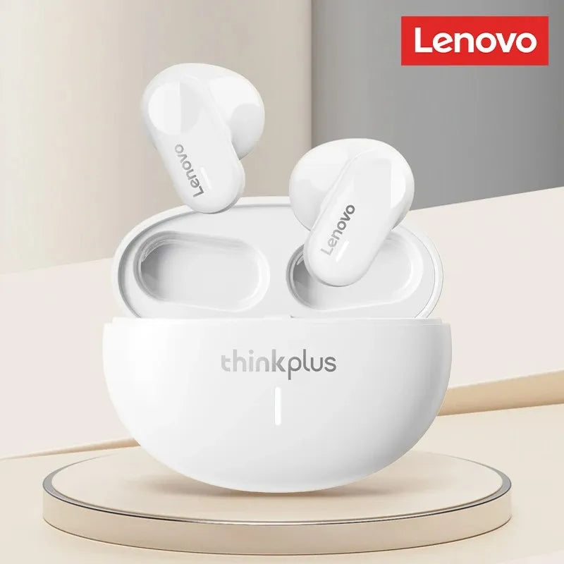 Lenovo thinkplus wireless earbuds in a charging case on a light background