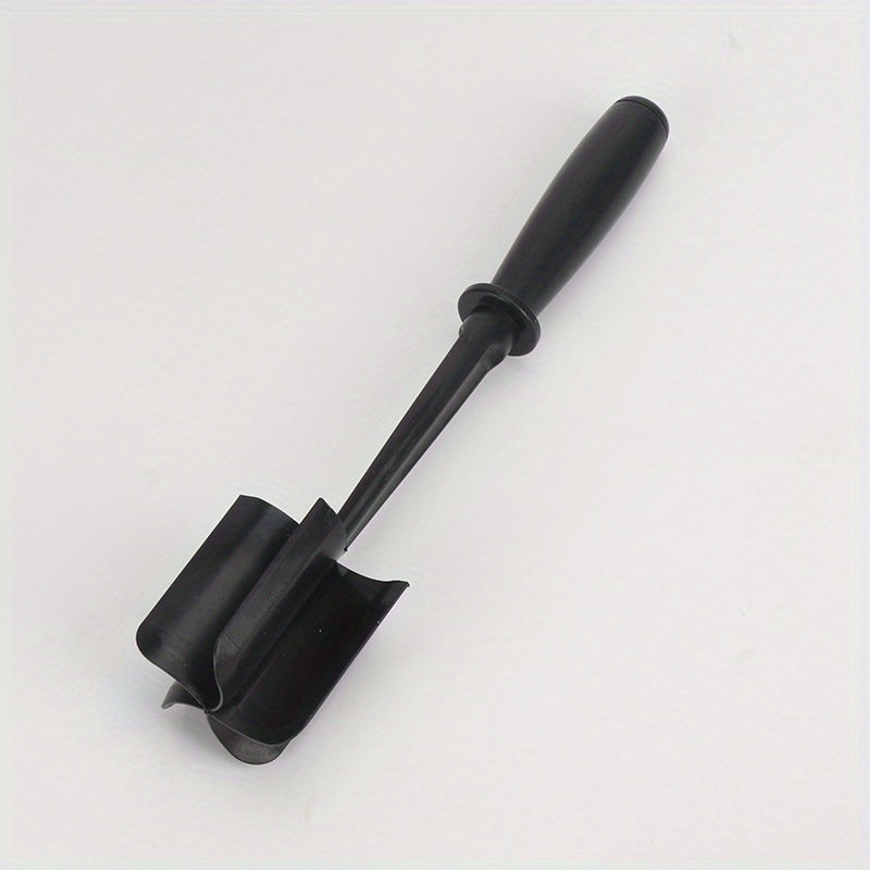 Black gardening tool with a handle on a white background