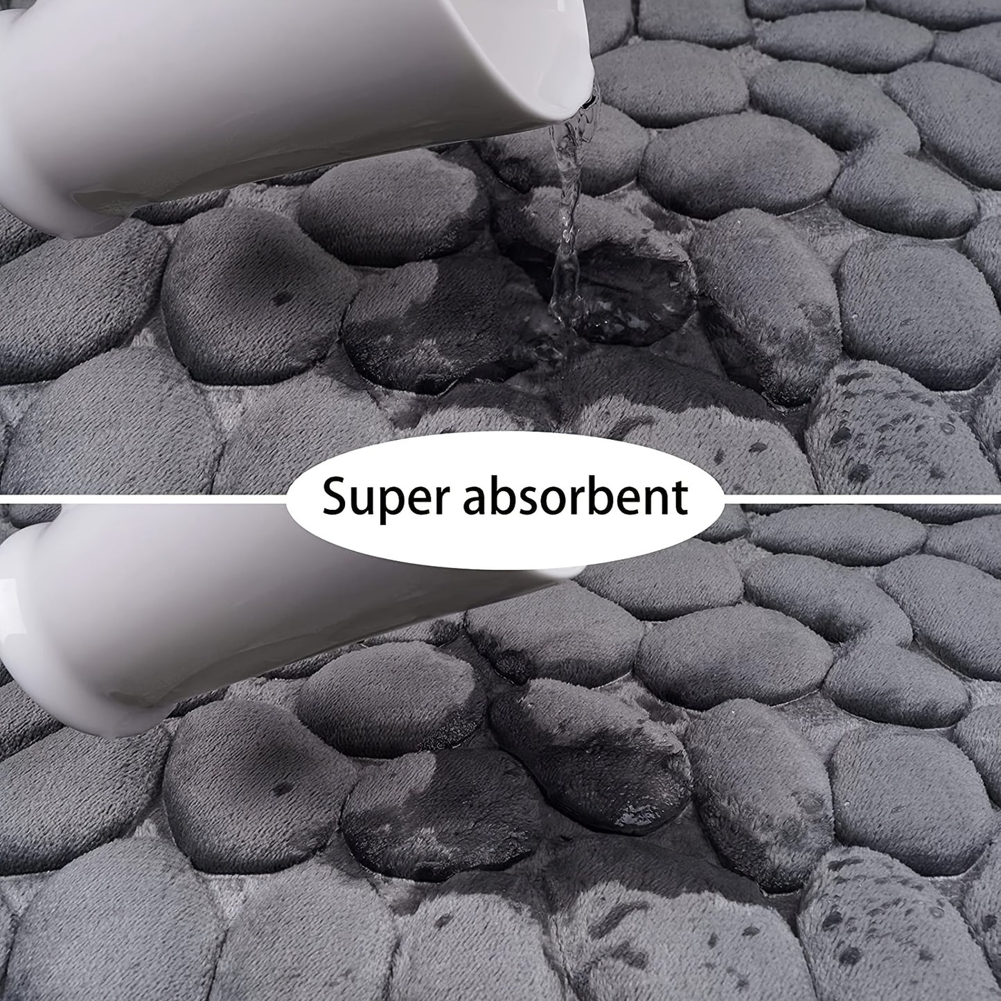 Super absorbent material absorbing water on a textured surface