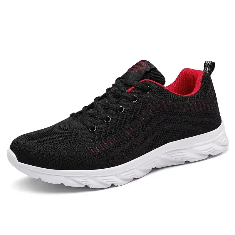 Mens Black and Red Sport Mesh Trainer