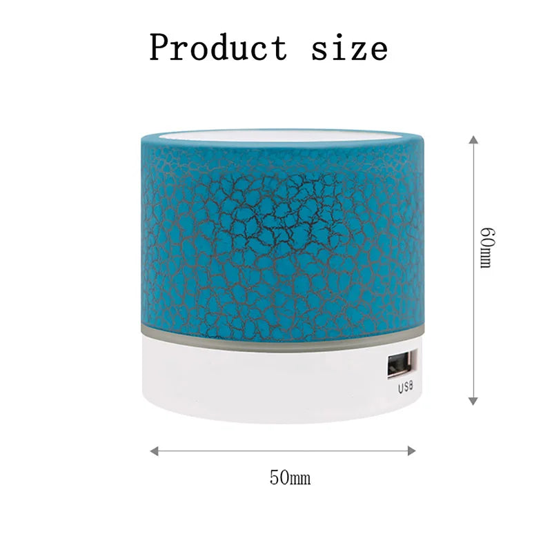 Blue textured cylindrical product with USB port, shown with dimensions on a white background
