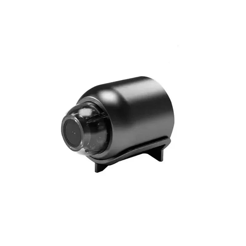 Black camera lens on a white background