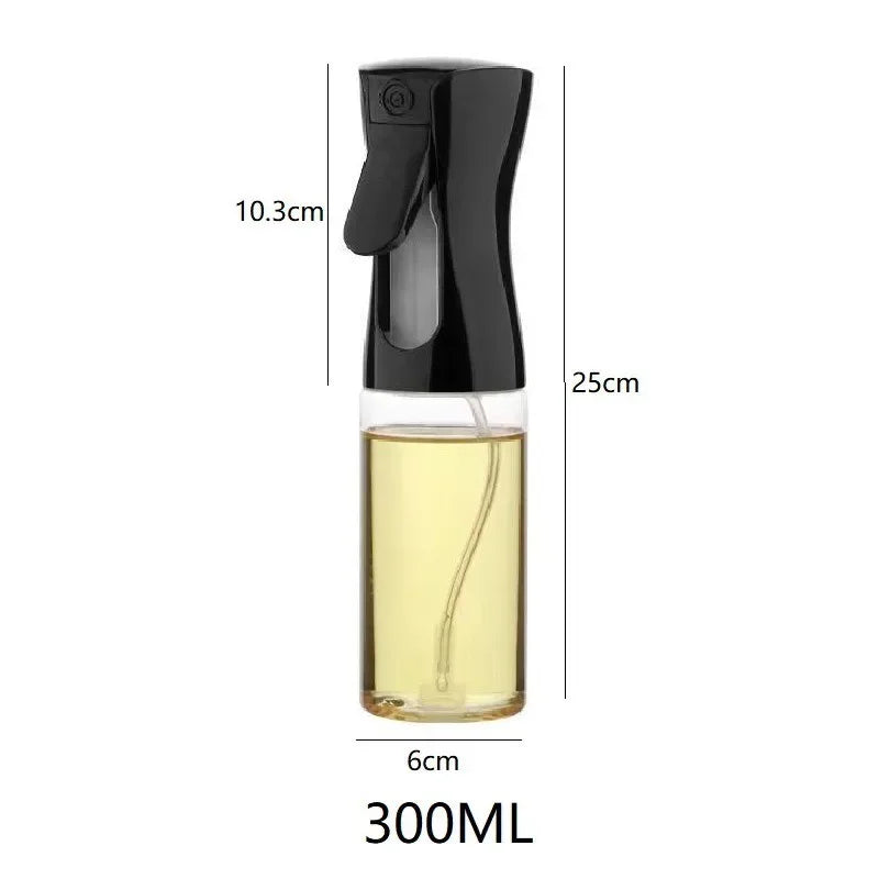 Black spray bottle with measurements on a white background