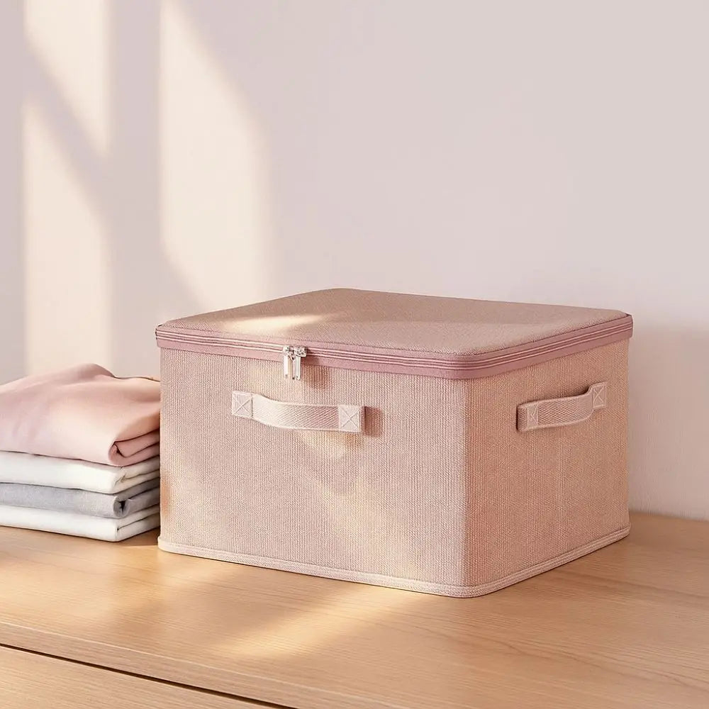Pink Storage Box with Handle and Zip