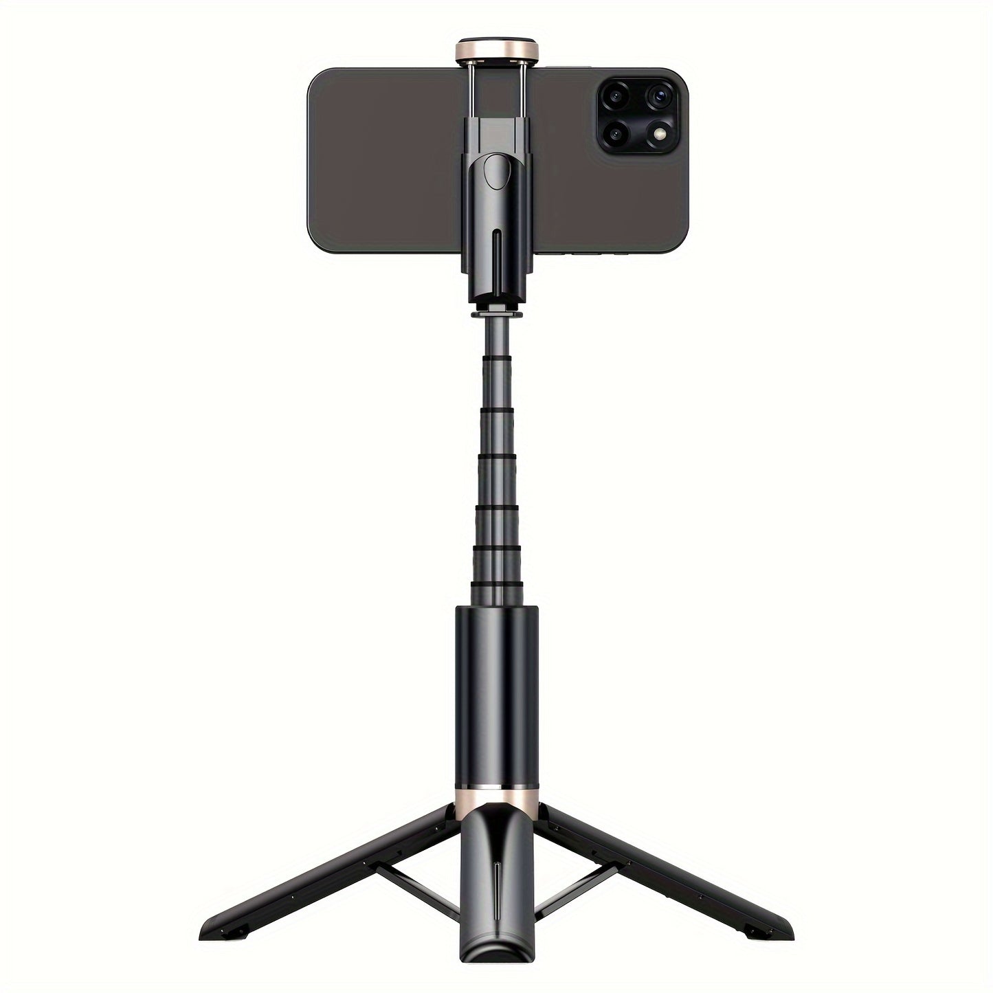 Black smartphone holder with tripod on a white background