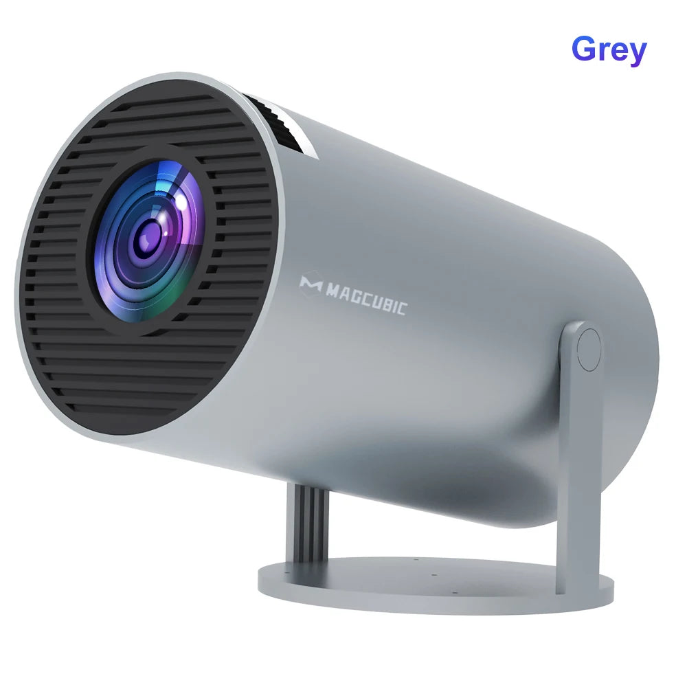 Gray projector with 'MAGICUBIC' branding on a white background