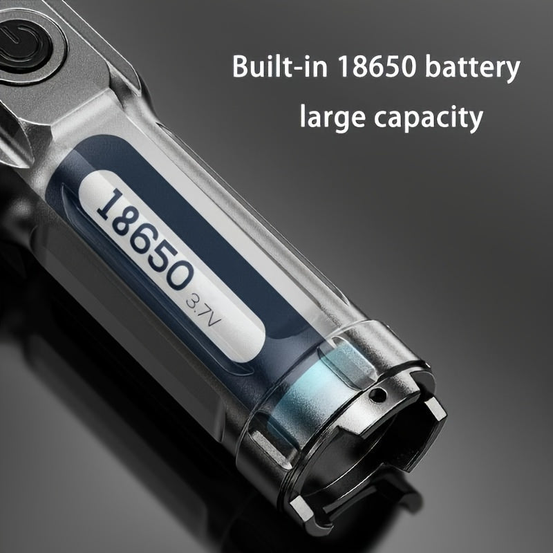 18650 battery with clear casing on a dark background