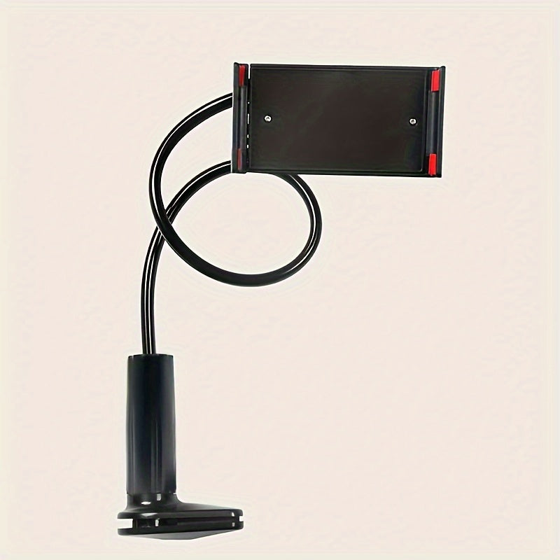 Black flexible arm with a small screen on a beige background