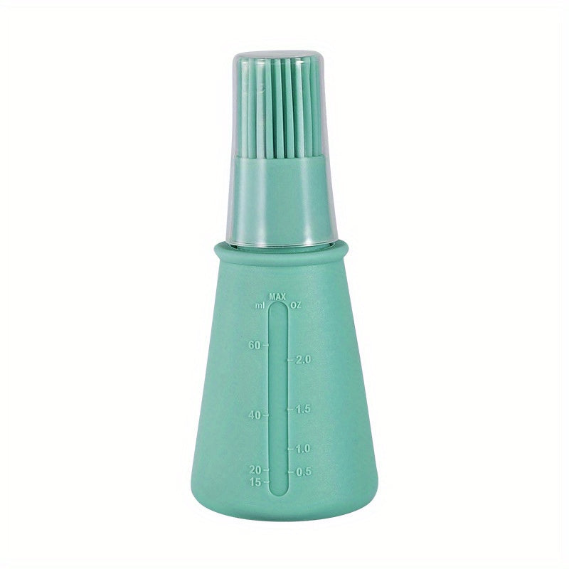 Green bottle with a brush attachment on a white background