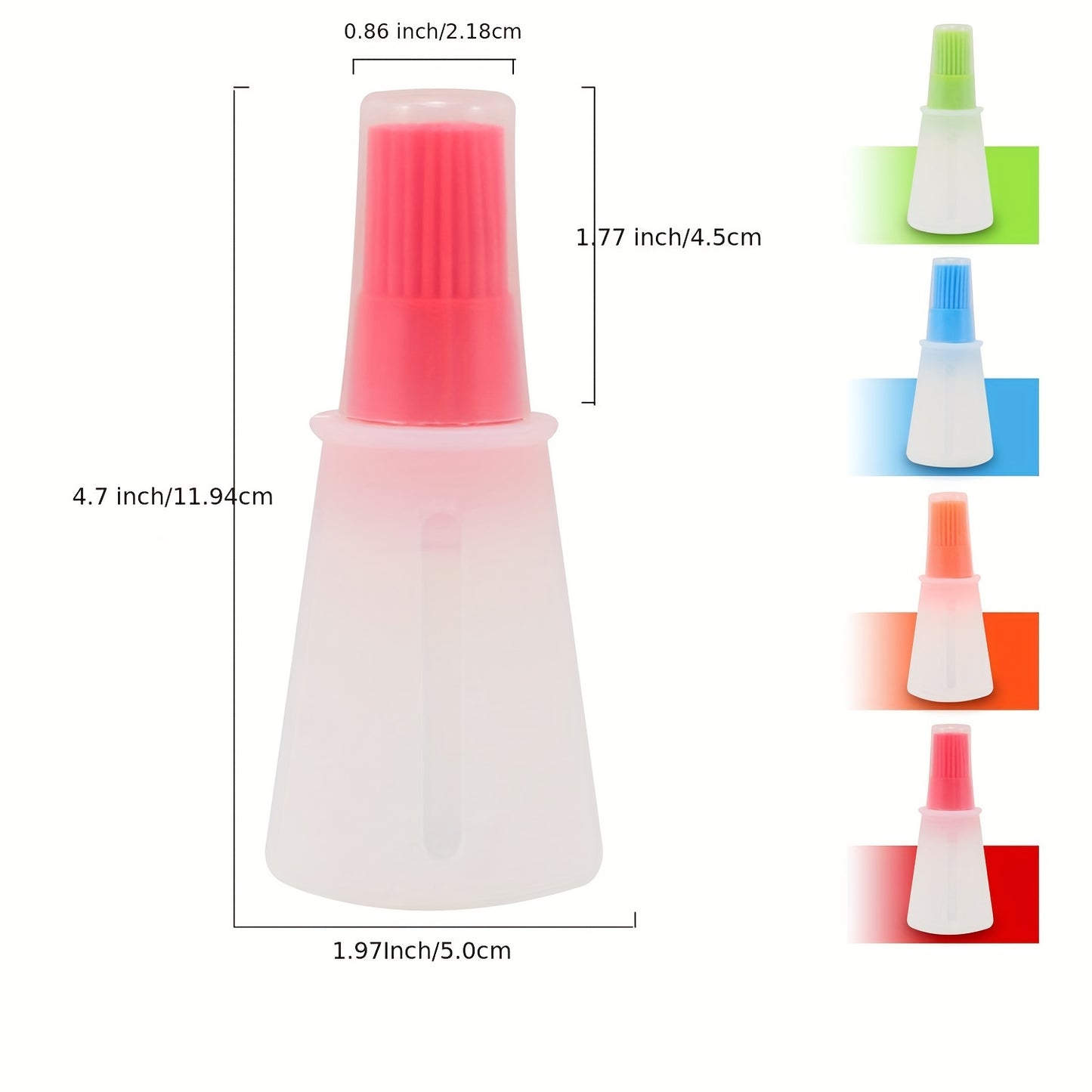 Measurement chart of a white and pink bottle with additional color options displayed.