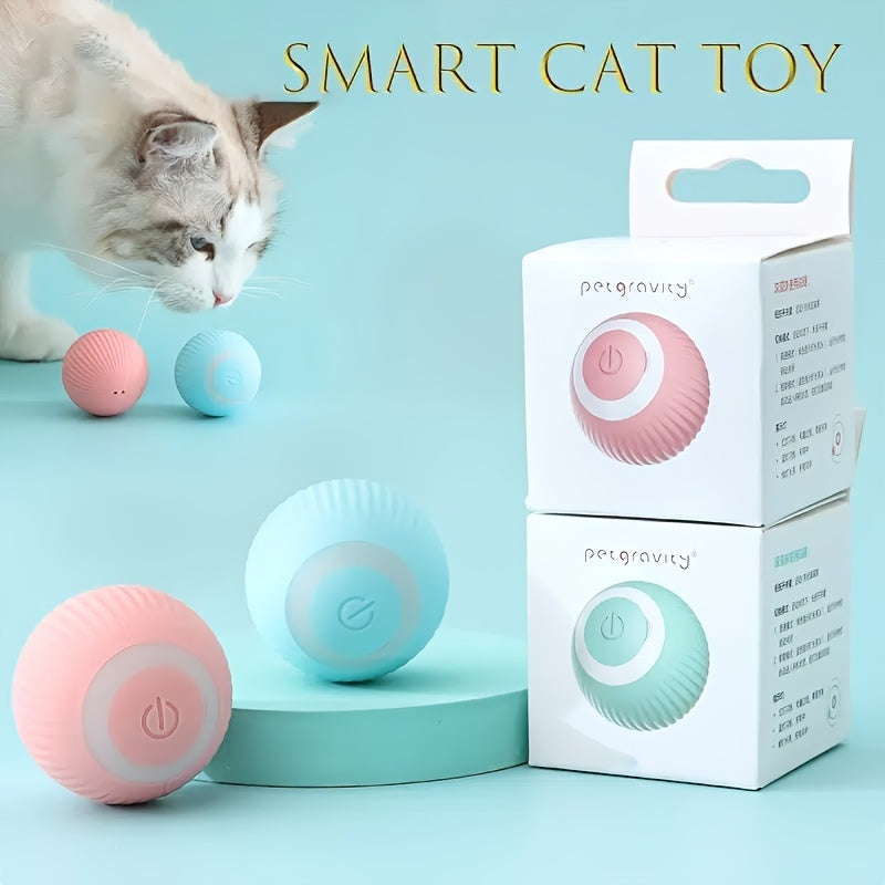Smart cat toy with packaging on a light blue background