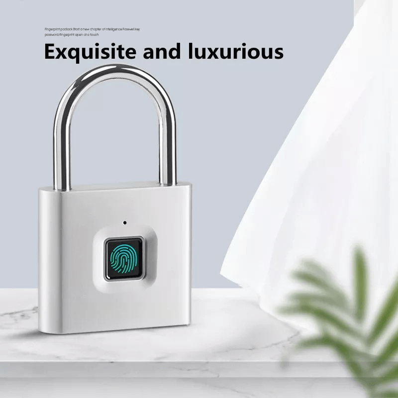 Fingerprint lock on a white surface with a blurred background
