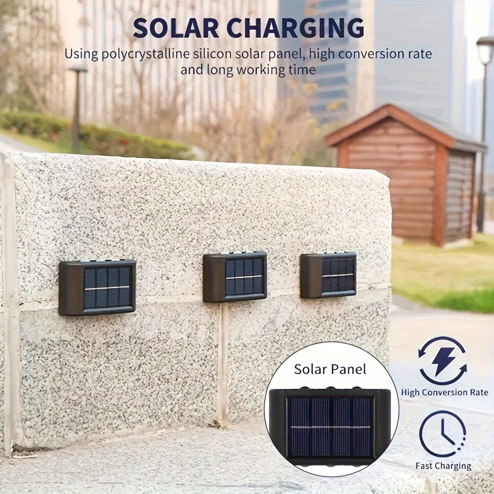 Solar panels attached to a concrete wall with text about solar charging.