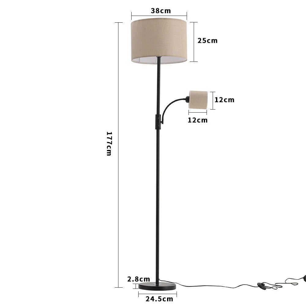 Floor lamp with dimensions labeled on a white background
