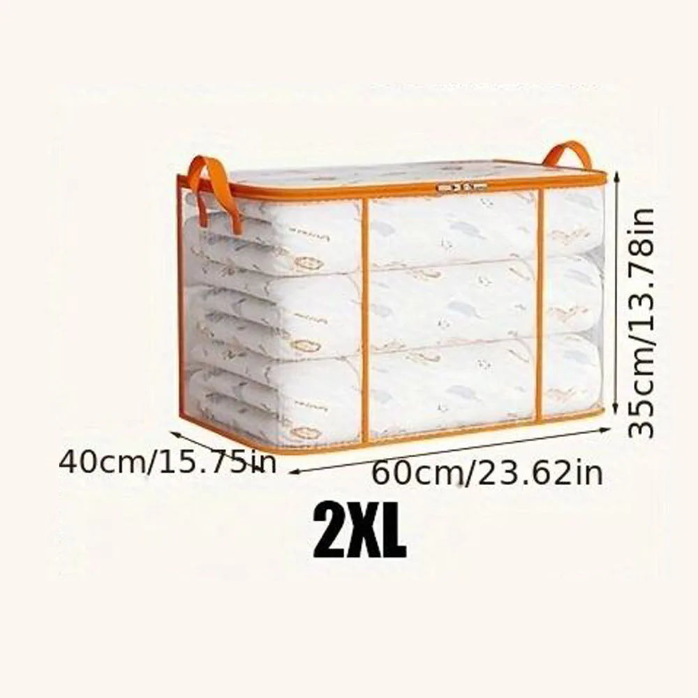 Storage bag with dimensions labeled on a white background