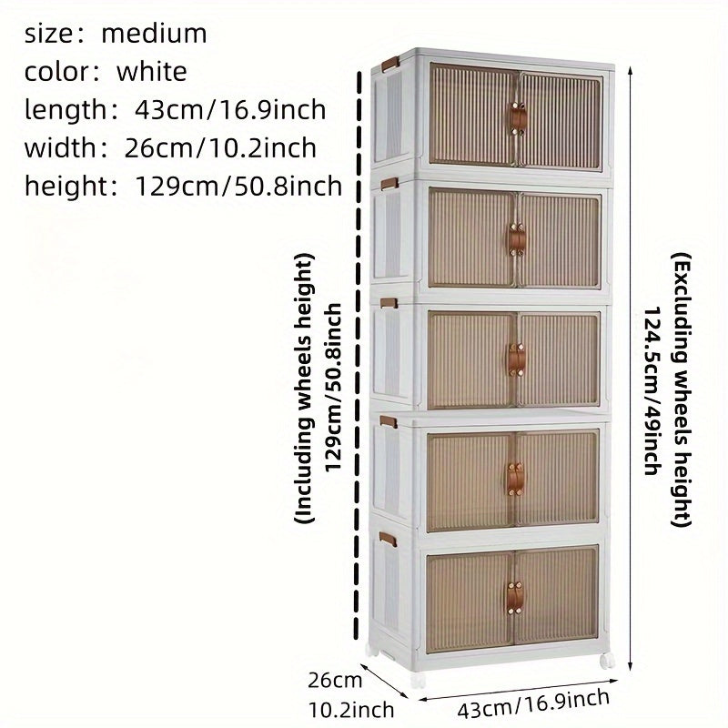 White storage cabinet with dimensions labeled on a white background