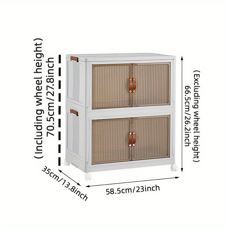 Filing cabinet with dimensions indicated on a white background