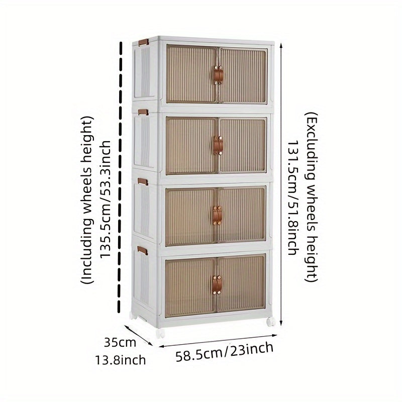 Stackable storage unit with dimensions indicated on a white background