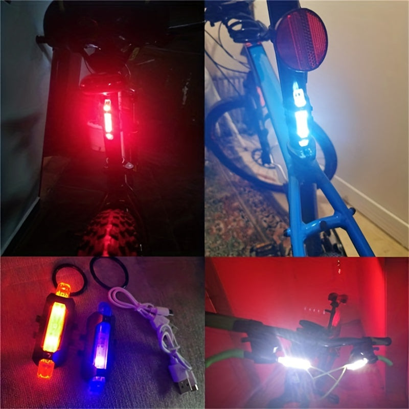 Bicycle lights in various settings with different colors and uses.