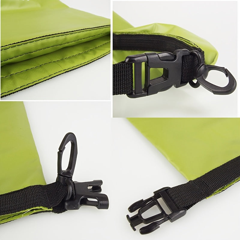 Close-up of green fabric with black straps and buckles on a white background