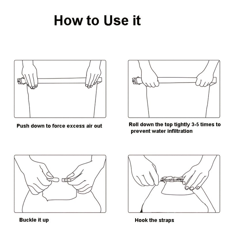 Step-by-step instructions on how to use a product with illustrations of hands performing actions.