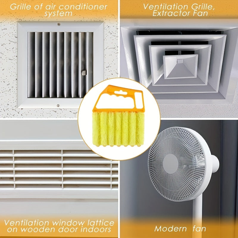 Collage of various ventilation and air conditioning components with a cleaning brush inset.