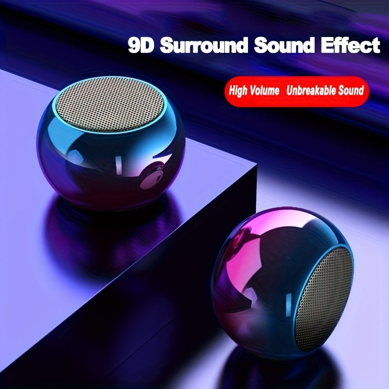 Two colorful spherical speakers with '9D Surround Sound Effect' text on a reflective surface.