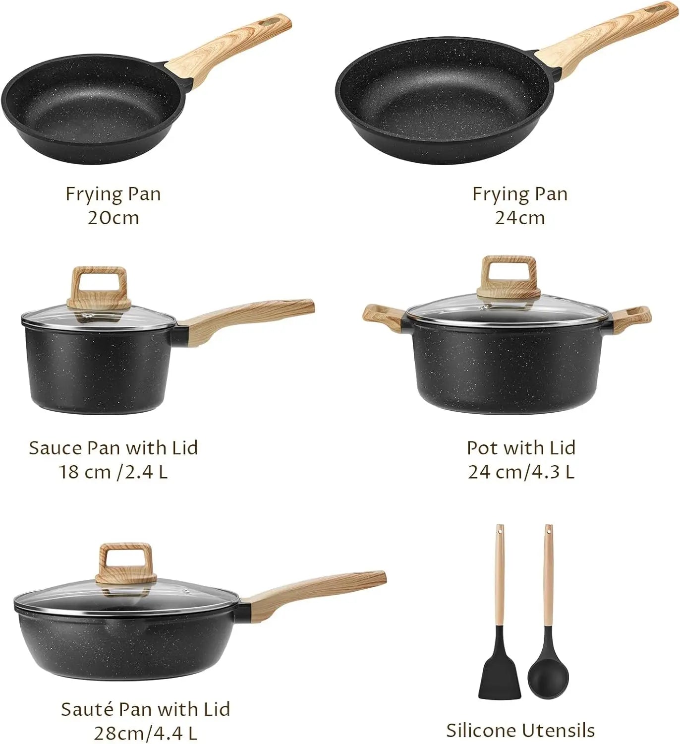 10 Piece Non-Stick Granite Pan Set