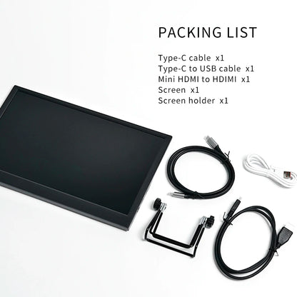 Packing list of screen with cables on a white background