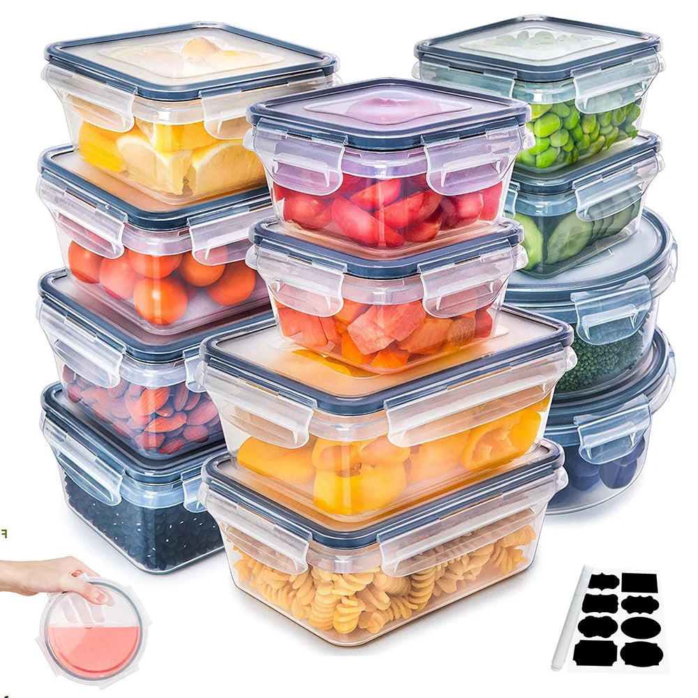 12 Food Container Storage Boxes with Stickers